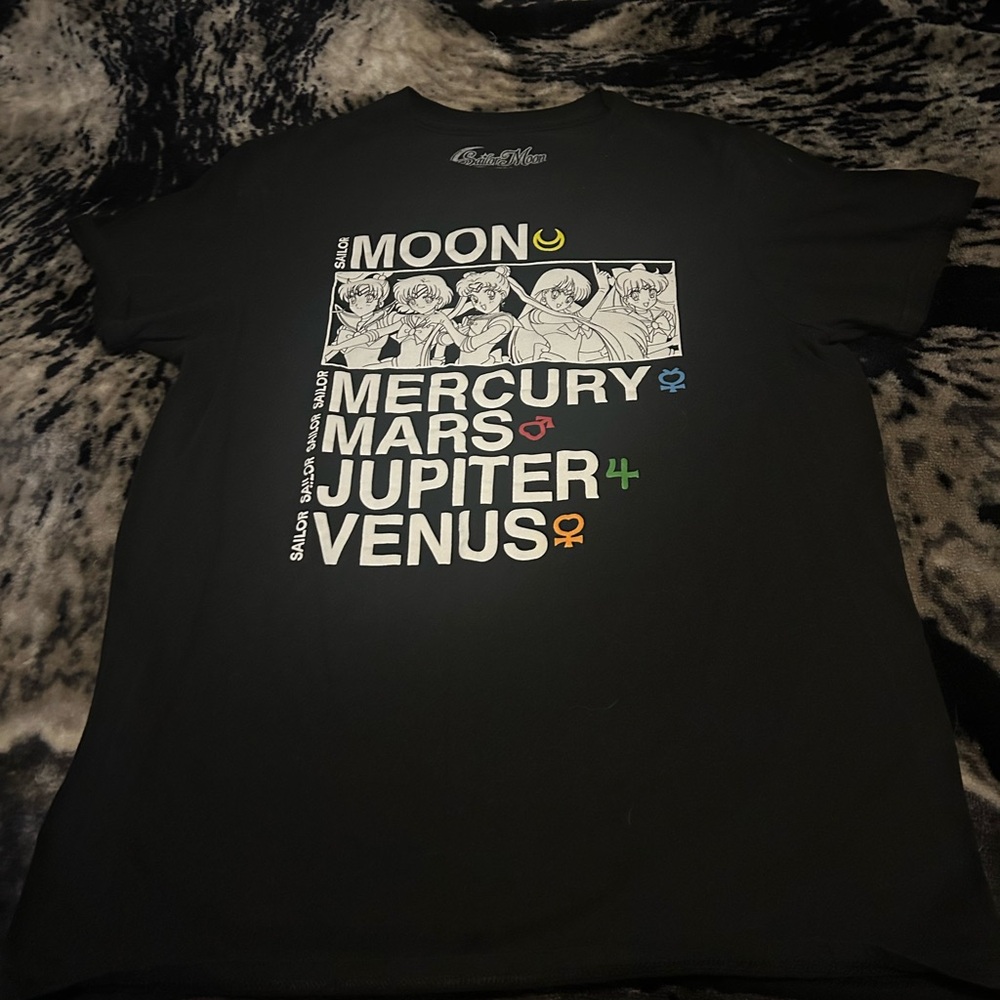 Black Graphic Tee with Sailor Moon Design